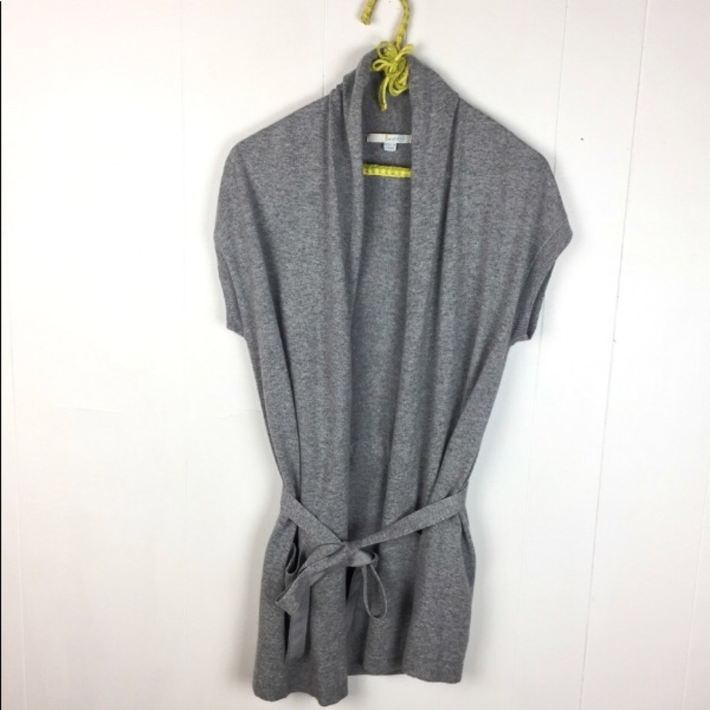 EUC Boden Heather Grey Belted Short Sleeve Sweater